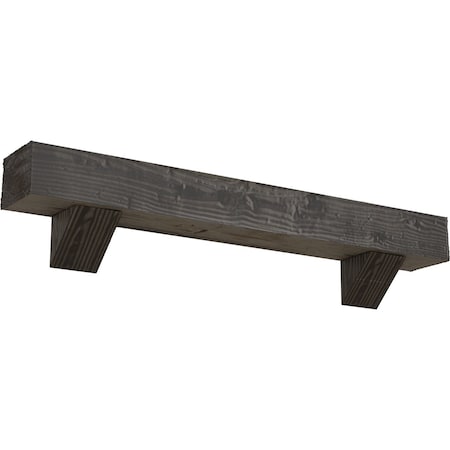 Kit W/ Breckinridge Corbels, Aged Cedar, 4H  X 4D X 48W Sandblasted Faux Wood Fireplace ManteL